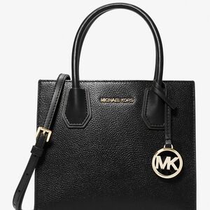 Michael Kors Mercer Messenger Crossbody Black Leather Bag New Ret $328